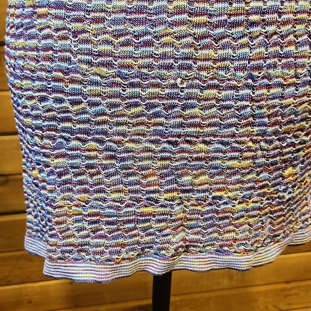 Y2K Knit Mini Dress/Cover-up  Medium Purple Blue Yellow Stretchy